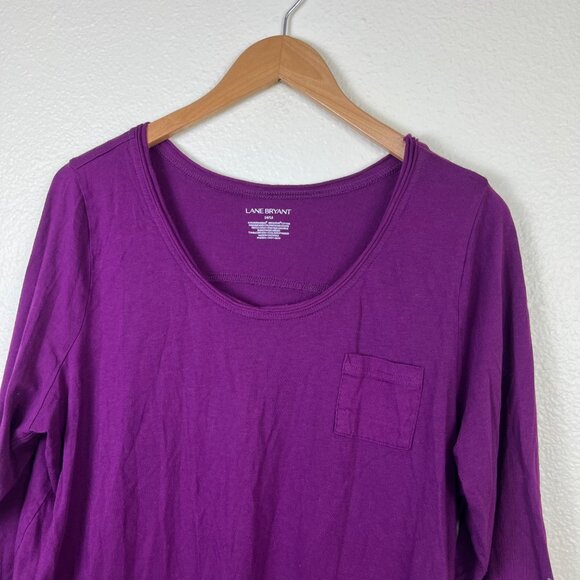 Lane Bryant Long Sleeve Scoop Neck Pocket Tee Purple Women’s Size 14/16 - Picture 3 of 8